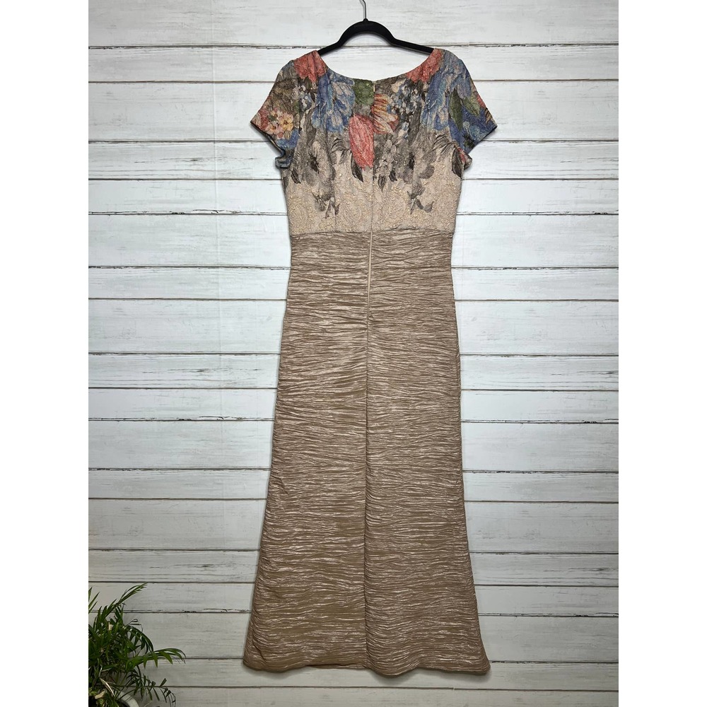 Adrianna Papell Column Gown Matelass Floral Dress Size 12 - Picture 14 of 14